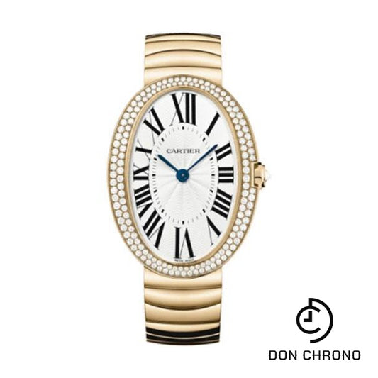 Cartier Baignoire Watch - Large Pink Gold Diamond Case - Gold Bracelet - WB520003
