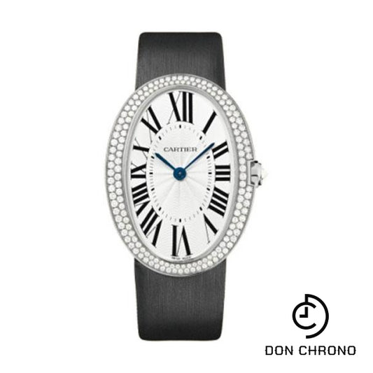 Cartier Baignoire Watch - Large White Gold Diamond Case - Fabric Strap - WB520009