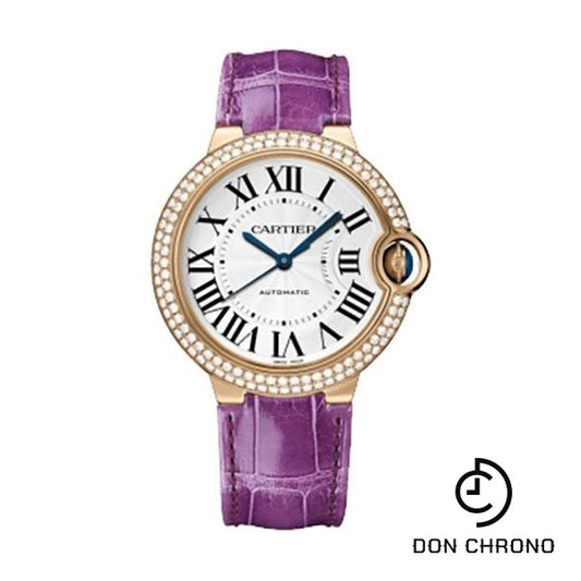 Cartier Ballon Bleu de Cartier Watch - Medium Rose Gold Case - Diamond Bezel - Alligator Strap - WE900551