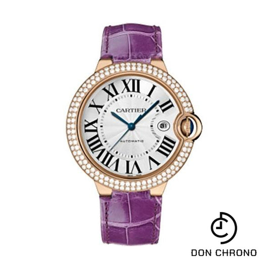 Cartier Ballon Bleu de Cartier Watch - Large Rose Gold Case - Diamond Bezel - Alligator Strap - WE900851