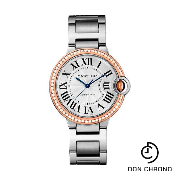 Cartier Ballon Bleu de Cartier Watch - 36 mm Steel Case - Pink Gold Diamond Bezel - WE902081