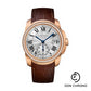 Cartier Calibre de Cartier Watch - 38 mm Pink Gold Case - Diamond Bezel - Silvered Dial - Dark Brown Alligator Strap - WF100013