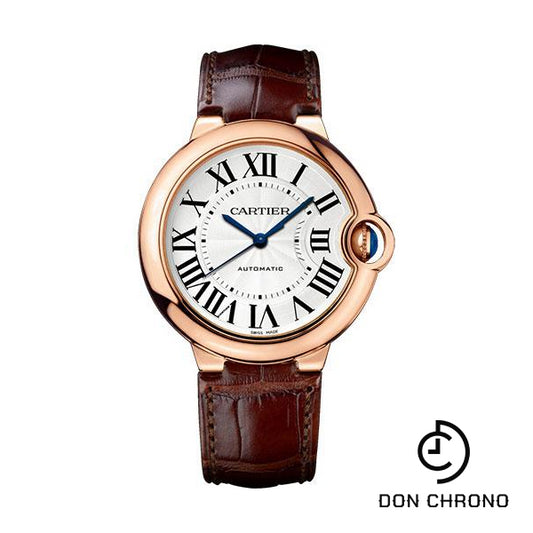 Cartier Ballon Bleu de Cartier Watch - 36.6 mm Pink Gold Case - Brown Alligator Strap - WGBB0009