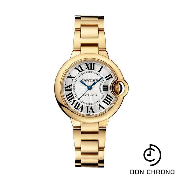 Cartier Ballon Bleu de Cartier Watch - 33 mm Yellow Gold Case - Silvered Dial - Interchangeable Bracelet - WGBB0045