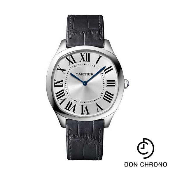 Cartier Drive de Cartier Extra Flat Watch - 38 mm White Gold Case - Silvered Dial - Grey Alligator Strap - WGNM0007