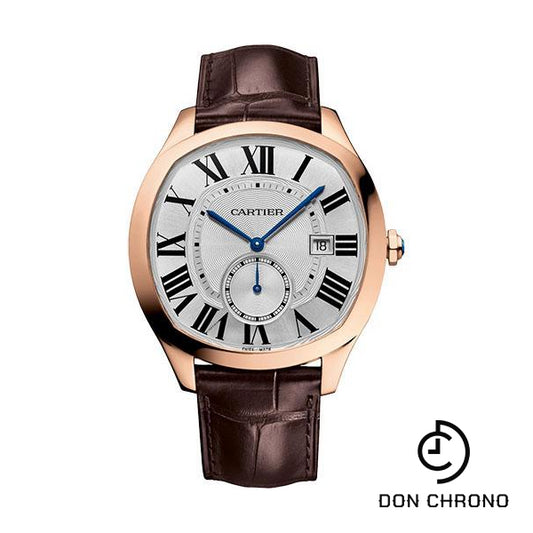 Cartier Drive de Cartier Watch - 40 mm x 41 mm Rose Gold Case - Silvered Dial - Brown Alligator Strap - WGNM0016