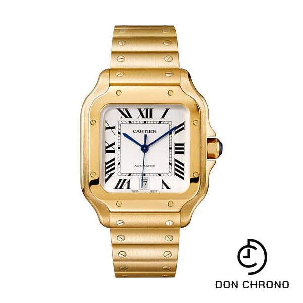 Cartier Santos de Cartier Watch - 39.8 mm Yellow Gold Case - Silvered Dial - Second Bracelet - WGSA0029