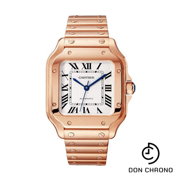 Cartier Santos de Cartier Watch - 35.1 mm Rose Gold Case - Silvered Opaline Dial - 18K Rose Gold Bracelet - WGSA0031