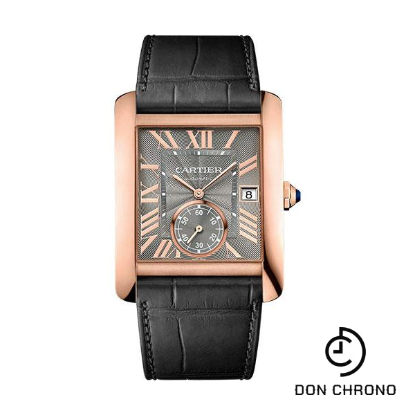 Cartier Tank MC Watch - 34.3 mm Pink Gold Case - Gray Dial - Dark Gray Alligator Strap - WGTA0014