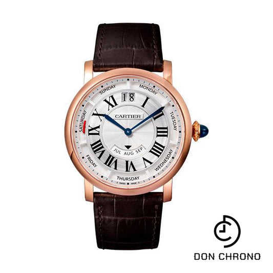 Cartier Rotonde de Cartier Annual Calendar Watch - 40 mm Pink Gold Case - Grey Dial - Brown Alligator Strap - WHRO0002