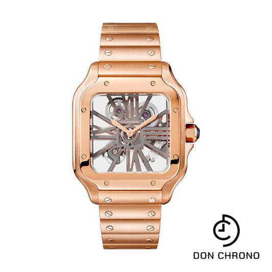 Cartier Santos de Cartier Watch - 39.8 mm Pink Gold Case - Skeleton Dial - WHSA0016
