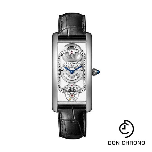 Cartier Tank Cintree Skeleton Watch - Platinum Case - White Dial - Black Alligator Strap - WHTA0009