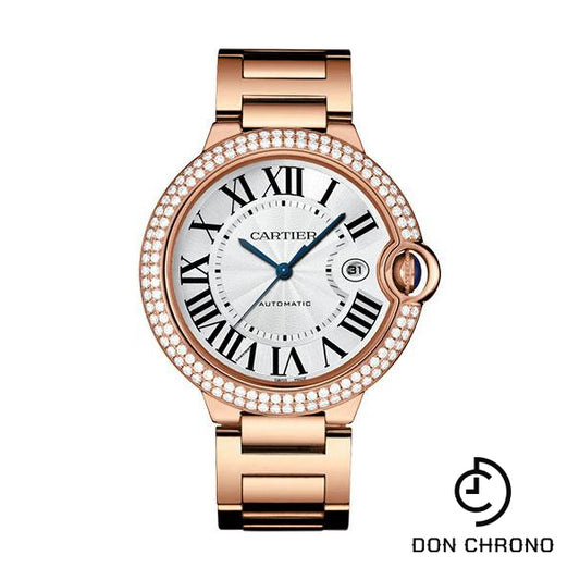 Cartier Ballon Bleu de Cartier Watch - 42 mm Pink Gold Diamond Case - White Dial - WJBB0029