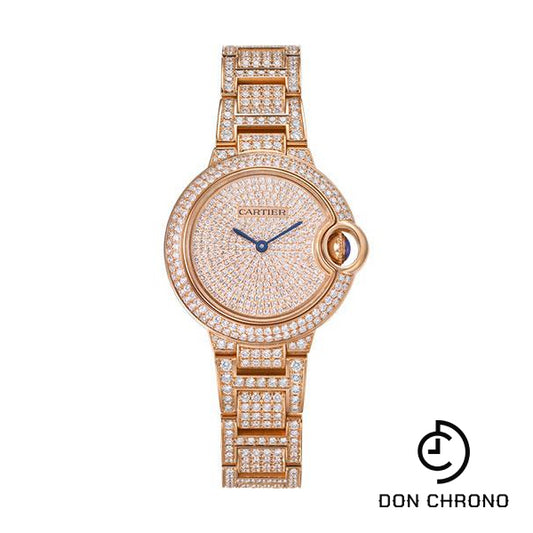 Cartier Ballon Bleu de Cartier Watch - 33 mm Pink Gold Case - Diamond Dial - Diamond Bracelet - WJBB0044
