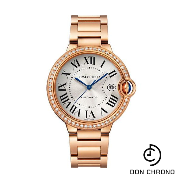 Cartier Ballon Bleu de Cartier Watch - 40 mm Rose Gold Diamond Case - Silvered Dial - Interchangeable Bracelet - WJBB0057