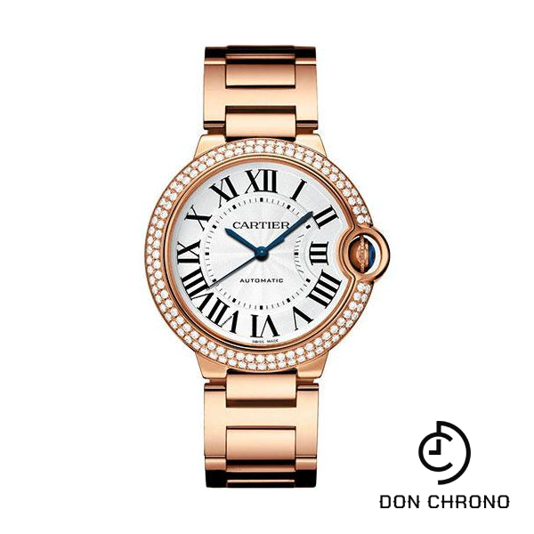 Cartier Ballon Bleu de Cartier Watch - 36 mm Rose Gold Diamond Case - Silvered Dial - Interchangeable Bracelet - WJBB0067