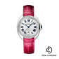 Cartier Cle De Cartier Watch - 31 mm White Gold Diamond Case - Diamond Bezel - Silver Dial - Fuchsia Pink Alligator Strap - WJCL0015