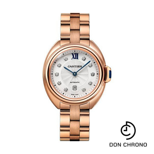 Cartier Cle de Cartier Watch - 31 mm Pink Gold Case - Silvered Flinque Diamond Dial - WJCL0034