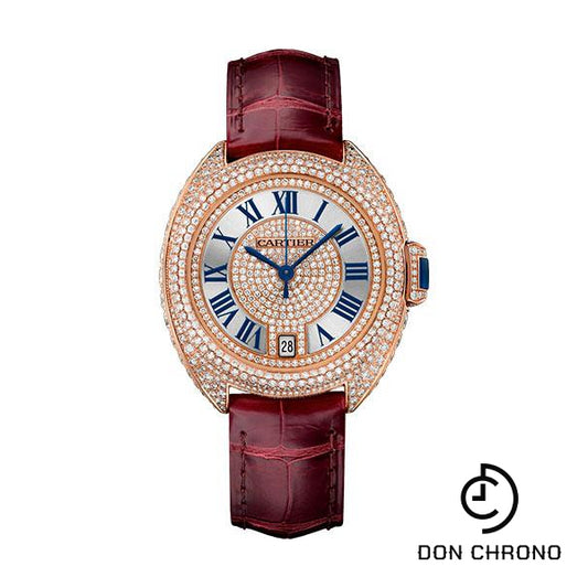 Cartier Cle de Cartier Watch - 35 mm Pink Gold Diamond Case - Pink Gold Diamond Dial - Bourdeau Alligator Strap - WJCL0036