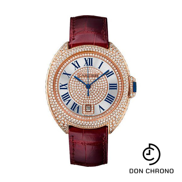 Cartier Cle de Cartier Watch - 40 mm Pink Gold Diamond Case - Pink Gold Diamond Dial - Bourdeau Alligator Strap - WJCL0037