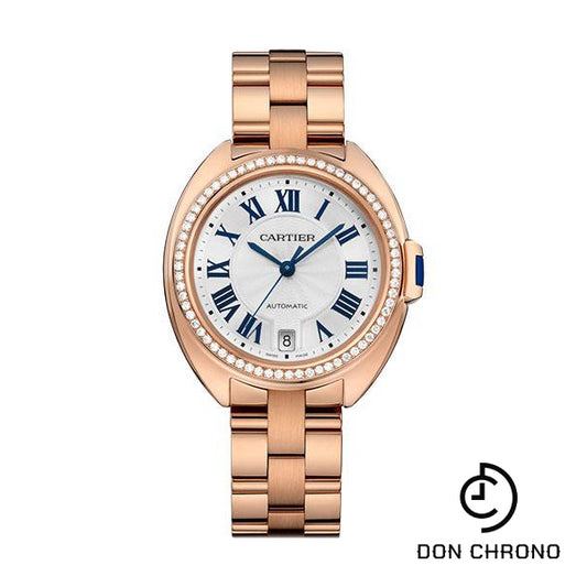 Cartier Cle de Cartier Watch - 35 mm Pink Gold Diamond Case - White Dial - WJCL0045
