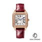 Cartier Santos-Dumont Watch - 38 mm x 27.5 mm Pink Gold Case - Silver Satin-Brushed Dial - Burgundy Leather Strap - WJSA0017