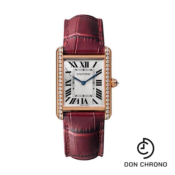 Cartier Tank Louis Cartier Watch - 33.7 mm Pink Gold Diamond Case - Burgundy Alligator Strap - WJTA0014
