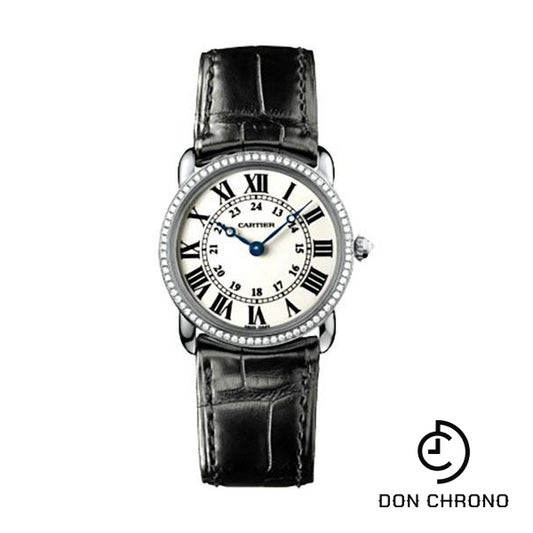 Cartier Ronde Louis Cartier Watch - Small White Gold Diamond Case - Alligator Strap - WR000251