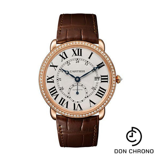 Cartier Ronde Louis Cartier Watch - 40 mm Pink Gold Diamond Case - Brown Alligator Strap - WR007017