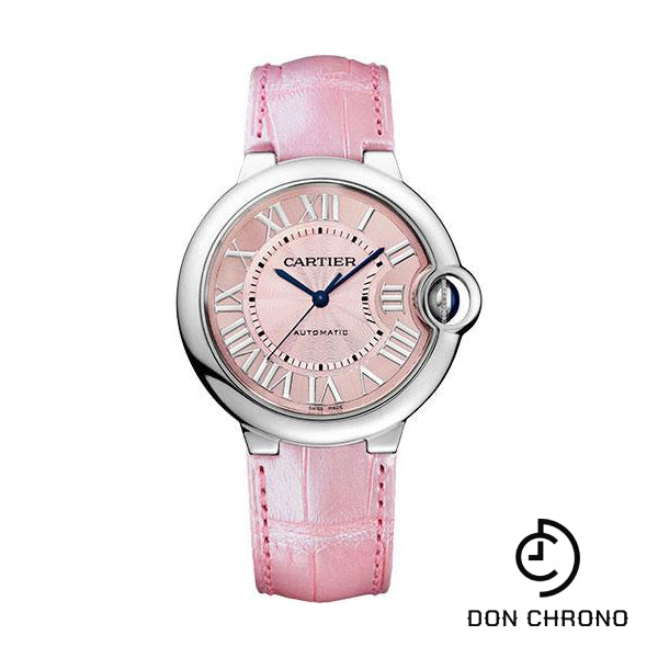 Cartier Ballon Bleu de Cartier Watch - 36 mm Steel Case - Pink Dial - Pink Alligator Strap - WSBB0007