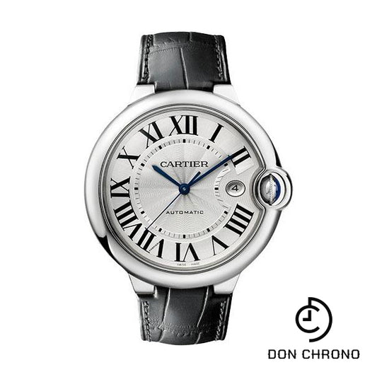 Cartier Ballon Bleu de Cartier Watch - 42 mm Steel Case - Silvered Opaline Dial - Black Alligator Strap - WSBB0026
