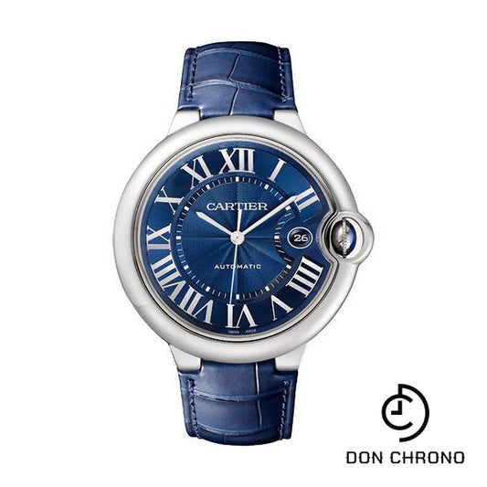Cartier Ballon Bleu de Cartier Watch - 42 mm Steel Case - Blue Dial - Blue Leather Strap - WSBB0027