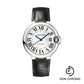 Cartier Ballon Bleu de Cartier Watch - 36 mm Steel Case - Silver Opaline Dial - Black Leather Strap - WSBB0028