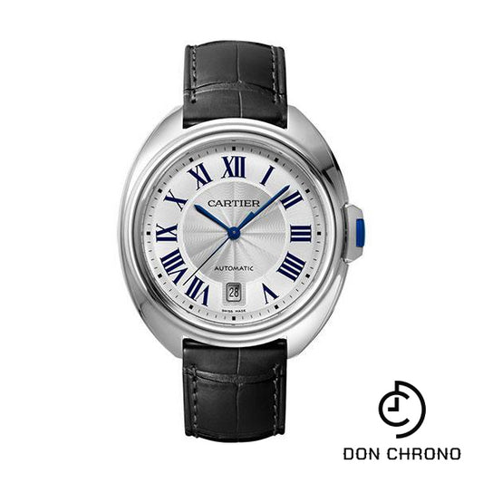 Cartier Cle de Cartier Watch - 40 mm Steel Case - Silvered Dial - Black Alligator Strap - WSCL0018