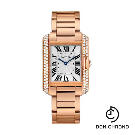 Cartier Tank Anglaise Watch - 34.7 mm Pink Gold Case - Diamond Bezel - Diamond Dial - WT100027