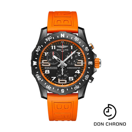 Breitling Endurance Pro Watch - Breitlight® - Black Dial - Orange Rubber Strap - Tang Buckle - X82310A51B1S1