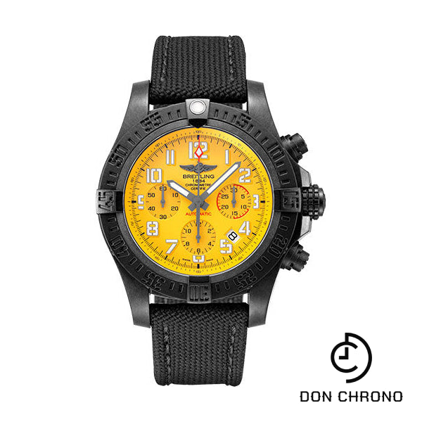 Breitling Avenger Hurricane 12h 45 Watch - Breitlight - Cobra Yellow Dial - Anthracite Military Strap - Tang Buckle - XB0180E41I1W1