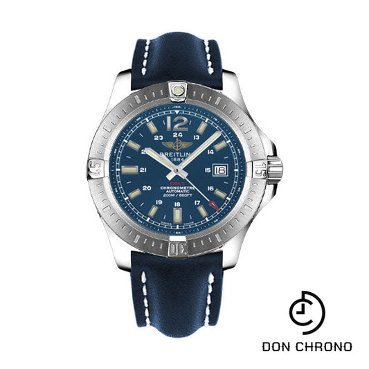 Breitling Colt Automatic Watch - 44mm Steel Case - Mariner Blue Dial - Blue Leather Strap - A1738811/C906/105X/A20BA.1
