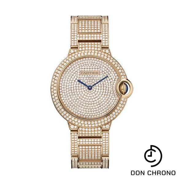 Cartier Ballon Bleu de Cartier Watch - 36.6 mm Pink Gold Diamond Case - Diamond Paved Dial - Diamond Bracelet - HPI00489