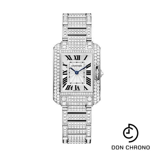 Cartier Tank Anglaise Watch - Small White Gold Diamond Case - Diamond Bracelet - HPI00559