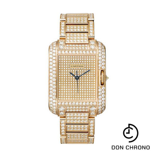 Cartier Tank Anglaise Watch - Medium Pink Gold Diamond Case - Diamond Paved - Diamond Bracelet - HPI00560