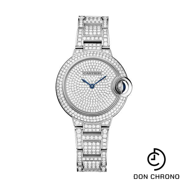 Cartier Ballon Bleu de Cartier Watch - 33 mm White Gold Diamond Case - Diamond Paved Dial - Diamond Bracelet - HPI00562