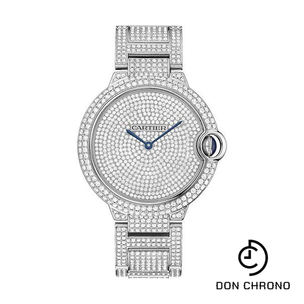 Cartier Ballon Bleu de Cartier Watch - Large White Gold Diamond Case - Diamond Paved Dial - Diamond Bracelet - HPI00582