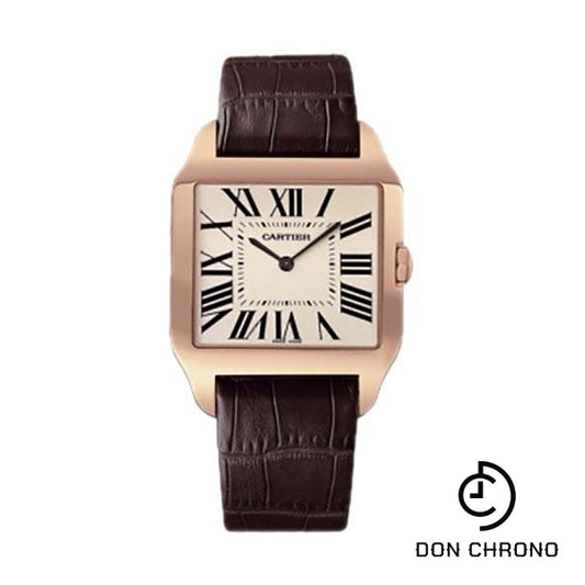 Cartier Santos-Dumont Watch - Large Pink Gold Case - Rhodium Plated Dial - Alligator Strap - W2006951