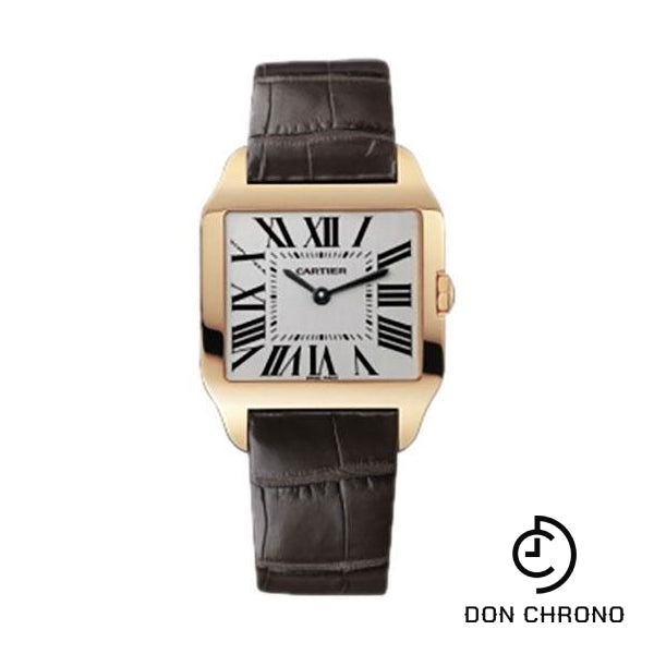 Cartier Santos-Dumont Watch - Small Pink Gold Case - Silver Dial - Alligator Strap - W2009251