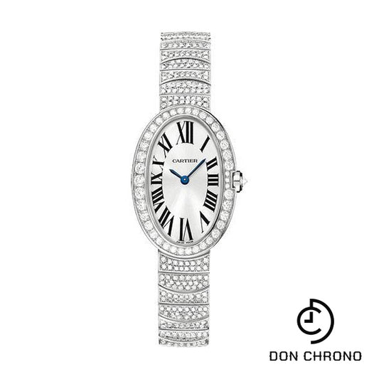 Cartier Baignoire Watch - Small White Gold Diamond Case - Diamond Bracelet - WB520011