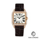 Cartier Santos-Dumont Watch - Small Pink Gold Diamond Case - Silver Dial - Alligator Strap - WH100351