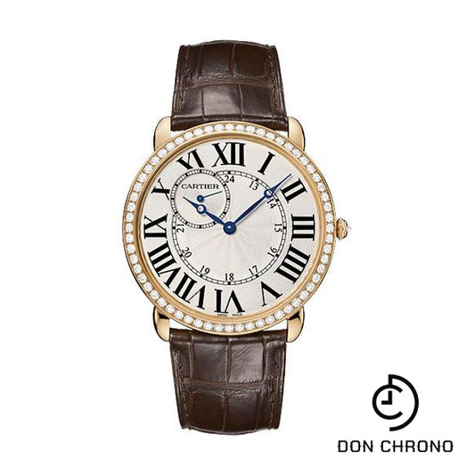 Cartier Ronde Louis Cartier Watch - Extra large Pink Gold Diamond Case - Alligator Strap - WR007001