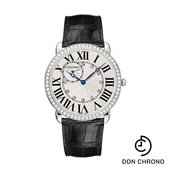 Cartier Ronde Louis Cartier Watch - Extra large White Gold Diamond Case - Alligator Strap - WR007002