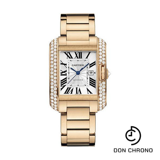Cartier Tank Anglaise Watch - Medium Pink Gold Diamond Case - WT100003